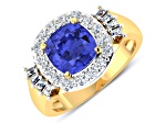 2.72ctw Violet Tanzanite and Diamond 14K Yellow Gold Halo Ring