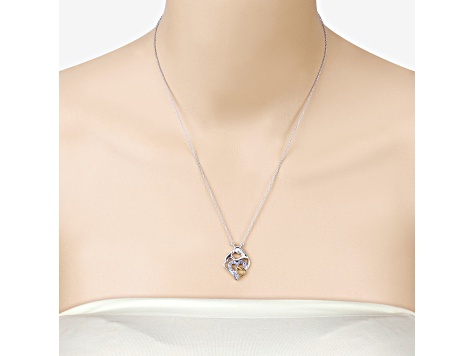 Blue Tanzanite Rhodium Over Sterling Silver Mom Heart Necklace