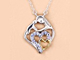 Blue Tanzanite Rhodium Over Sterling Silver Mom Heart Necklace