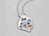Blue Tanzanite Rhodium Over Sterling Silver Mom Heart Necklace