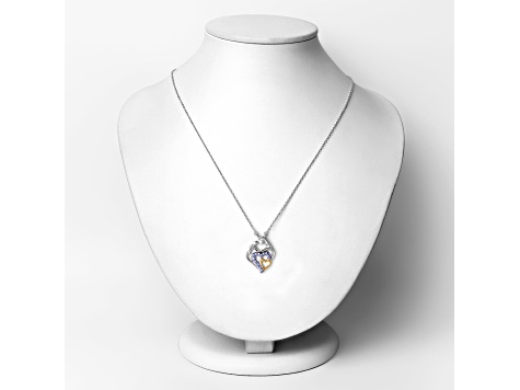 Blue Tanzanite Rhodium Over Sterling Silver Mom Heart Necklace
