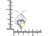 Blue Tanzanite Rhodium Over Sterling Silver Mom Heart Necklace