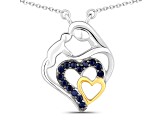 Blue Sapphire Rhodium Over Sterling Silver Mom Heart Necklace