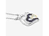 Blue Sapphire Rhodium Over Sterling Silver Mom Heart Necklace