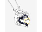 Blue Sapphire Rhodium Over Sterling Silver Mom Heart Necklace
