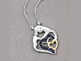 Blue Sapphire Rhodium Over Sterling Silver Mom Heart Necklace