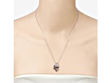 Blue Sapphire Rhodium Over Sterling Silver Mom Heart Necklace