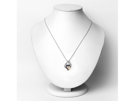 Blue Sapphire Rhodium Over Sterling Silver Mom Heart Necklace