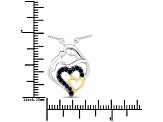 Blue Sapphire Rhodium Over Sterling Silver Mom Heart Necklace
