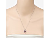 Ruby Rhodium Over Sterling Silver Mom Heart Necklace