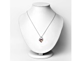 Ruby Rhodium Over Sterling Silver Mom Heart Necklace