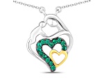 Emerald Rhodium Over Sterling Silver Mom Heart Necklace