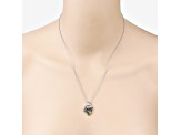 Emerald Rhodium Over Sterling Silver Mom Heart Necklace