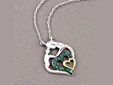 Emerald Rhodium Over Sterling Silver Mom Heart Necklace