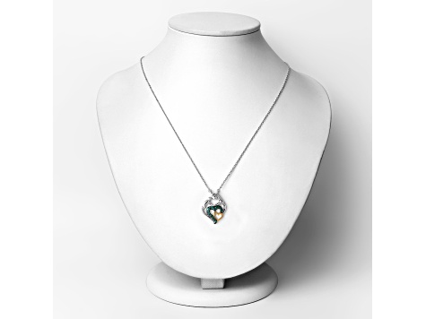 Emerald Rhodium Over Sterling Silver Mom Heart Necklace