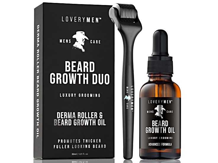 LoveryMEN Beard Growth Duo: Derma Roller and Beard Growth Oil