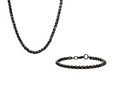 Men's Stainless Steel Oxidized Wheat Chain Bracelet and Chain Set