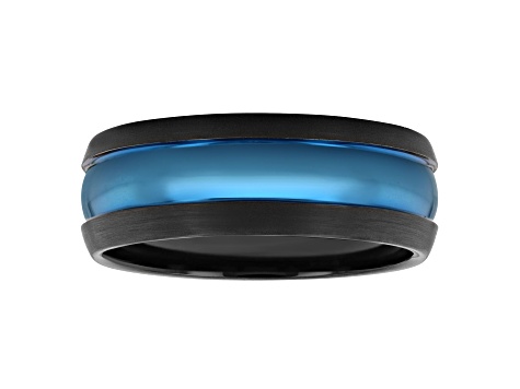 Tungsten Comfort™ Tungsten Black and Blue Ion Plated Band
