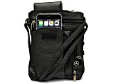 Black Leather Crossbody Bag with Accessible Pocket