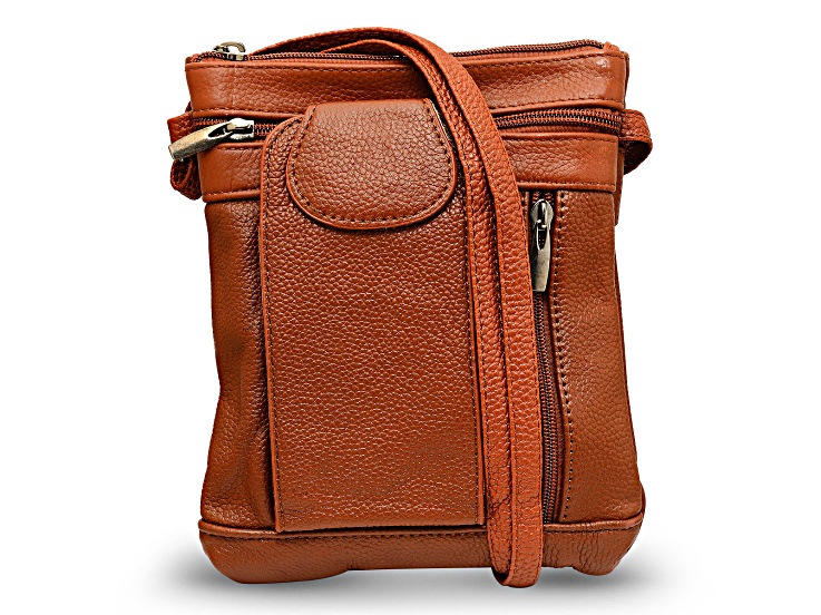 Brown Leather Crossbody Bag with Accessible Pocket