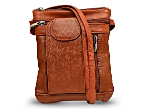 Brown Leather Crossbody Bag with Accessible Pocket