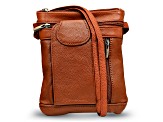 Brown Leather Crossbody Bag with Accessible Pocket