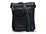 Navy Leather Crossbody Bag with Accessible Pocket