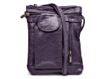 Purple Leather Crossbody Bag with Accessible Pocket