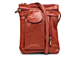 Red Leather Crossbody Bag with Accessible Pocket