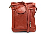 Red Leather Crossbody Bag with Accessible Pocket