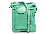 Mint Green Leather Crossbody Bag with Accessible Pocket