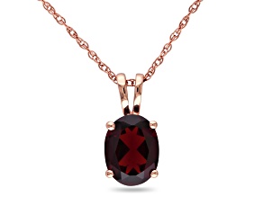 Garnet 10K Rose Gold Pendant With Chain 1.40ctw