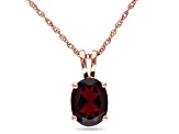 Garnet 10K Rose Gold Pendant With Chain 1.40ctw