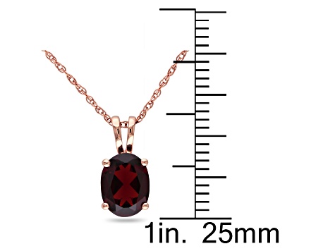 Garnet 10K Rose Gold Pendant With Chain 1.40ctw