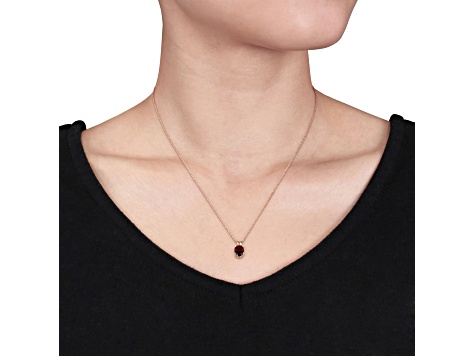 Garnet 10K Rose Gold Pendant With Chain 1.40ctw
