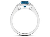 2.29ctw London Blue Topaz and Diamond 14K White Gold Halo Ring