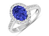 1.8ctw Violet Tanzanite and Diamond 14K White Gold Halo Ring