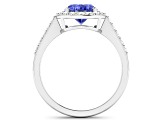 1.8ctw Violet Tanzanite and Diamond 14K White Gold Halo Ring