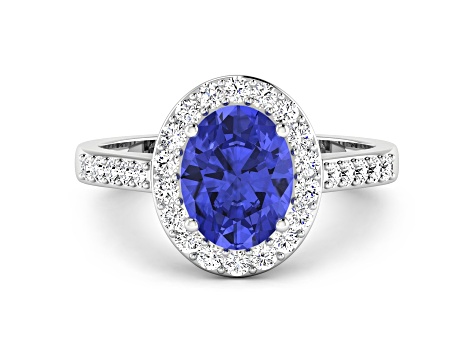 1.8ctw Violet Tanzanite and Diamond 14K White Gold Halo Ring