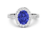 1.8ctw Violet Tanzanite and Diamond 14K White Gold Halo Ring