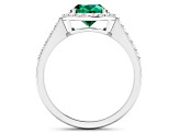 1.92ctw Green Emerald and Diamond 14K White Gold Halo Ring