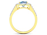 1.67ctw Blue Aquamarine and Diamond 14K Yellow Gold Halo Ring