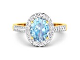 1.67ctw Blue Aquamarine and Diamond 14K Yellow Gold Halo Ring