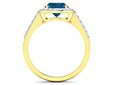 2.29ctw London Blue Topaz and Diamond 14K Yellow Gold Halo Ring