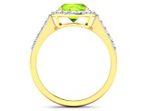 1.99ctw Green Peridot and Diamond 14K Yellow Gold Halo Ring