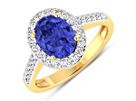1.8ctw Violet Tanzanite and Diamond 14K Yellow Gold Halo Ring