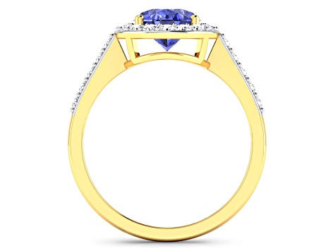 1.8ctw Violet Tanzanite and Diamond 14K Yellow Gold Halo Ring