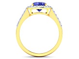 1.8ctw Violet Tanzanite and Diamond 14K Yellow Gold Halo Ring