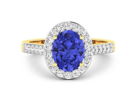1.8ctw Violet Tanzanite and Diamond 14K Yellow Gold Halo Ring