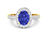 1.8ctw Violet Tanzanite and Diamond 14K Yellow Gold Halo Ring